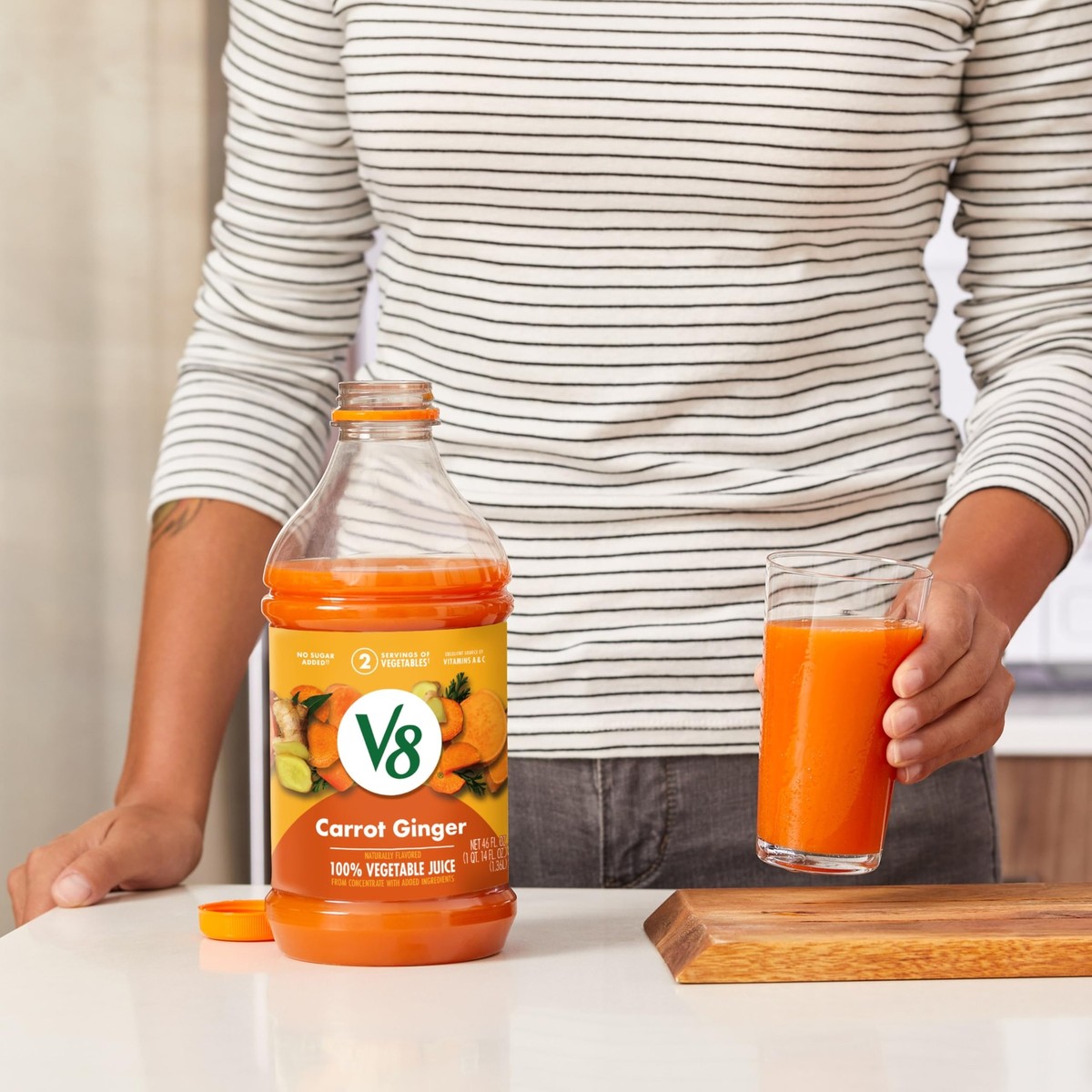 V8 Carrot Ginger Vegetable Juice 46 fl oz Bottle Pack Nutrient