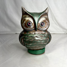 Vintage Hand Painted Ceramic Owl Coin Bank Piggy Bank Pottery Figure 6"