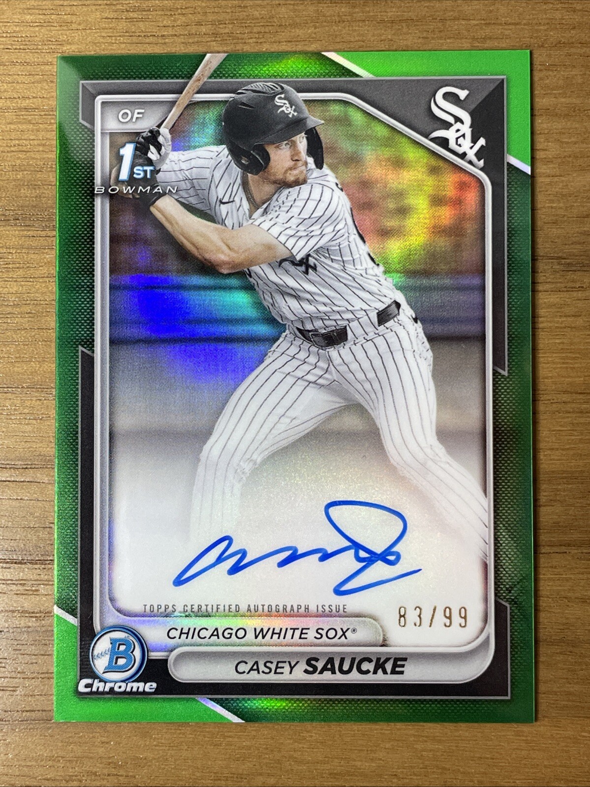 2024 Bowman Chrome Draft - Casey Saucke - Auto Green 83/99 - 1st Bowman
