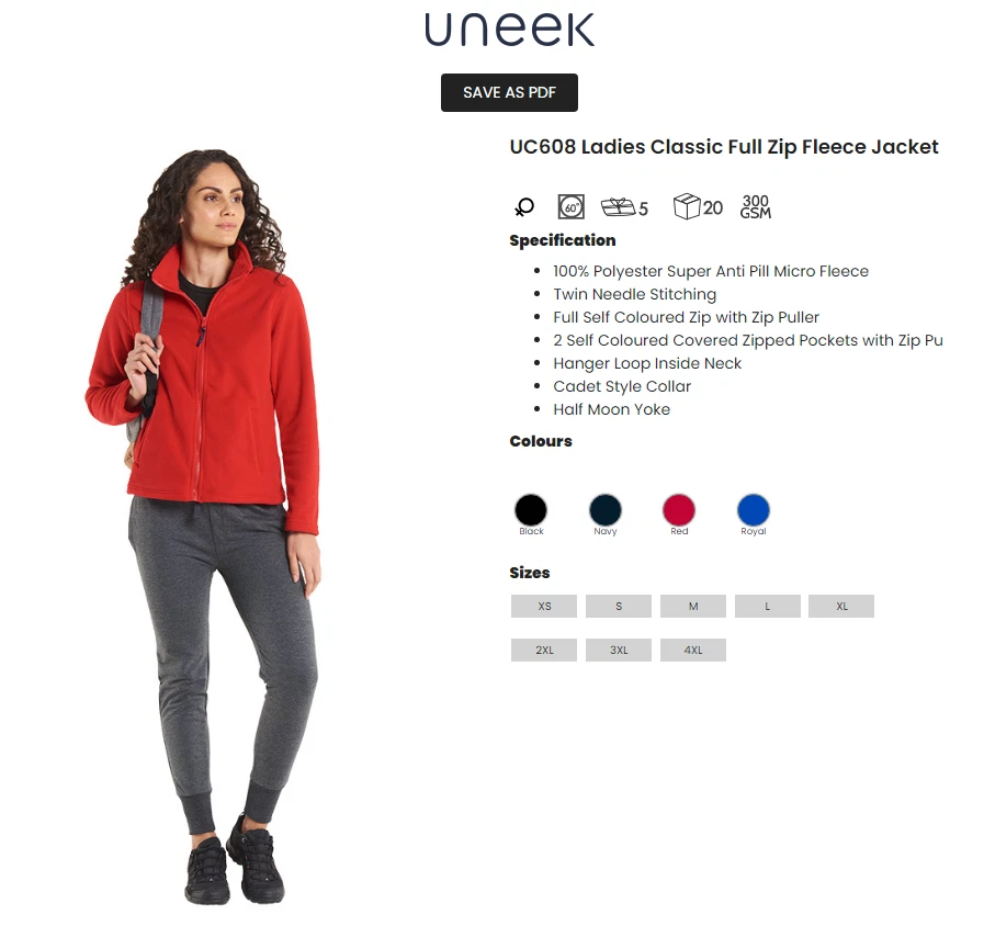 Uneek Womens Classic Full Zip Up Micro Fleece Jacket Casual Outdoor Workwear TOP - Image 4 of 4