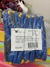 G & F Products Gloves Knit Latex Double Dipped Coated Heavy Duty Cotton 12 Packs