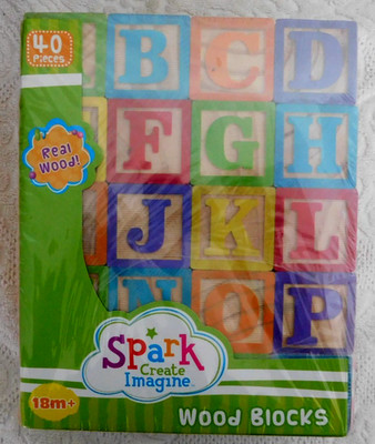 40 Alphabet Blocks Real Wood Spark Create Imagine Preschool ABC Number Shape New