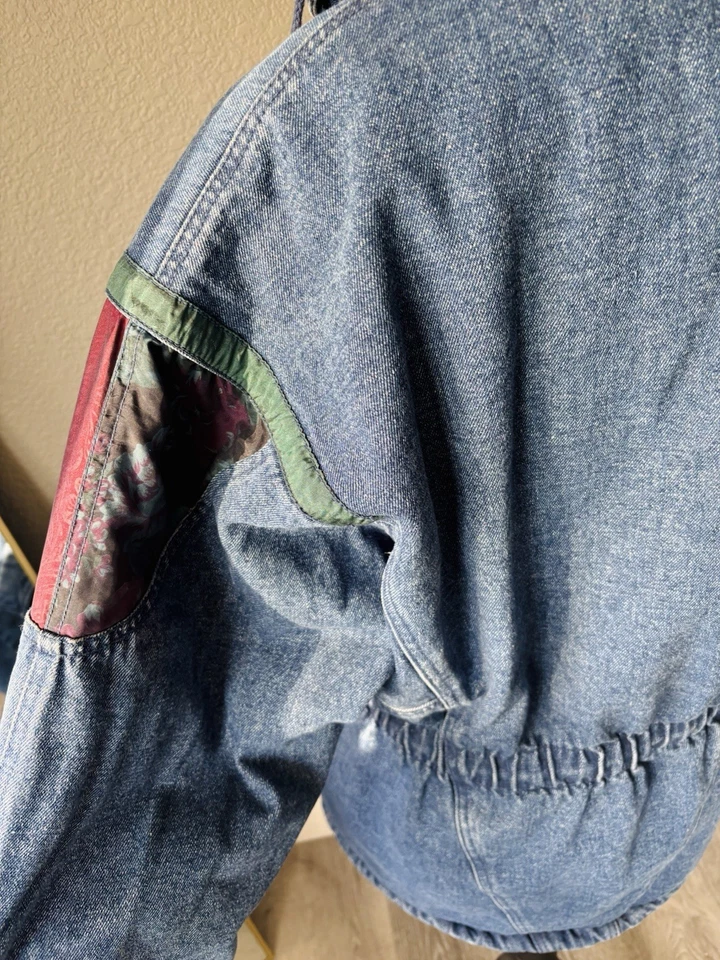 Strew Worn Vintage 80s Denim Patchwork Jacket Size S - Image 3 of 4