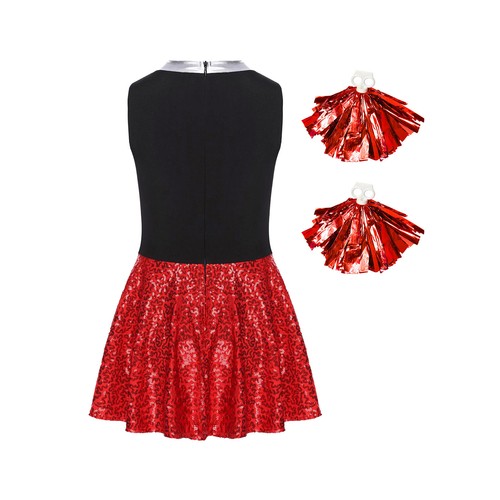 Niños Niñas Ropa de Baile Trajes Ajustables Elegante Vestido Borlas Cuello en V Espectáculo Lentejuelas - Imagen 9 de 78