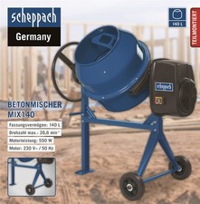Scheppach Betonmischer Mix 140 L M&ouml;rtelmischer Zementmischer Betonmischmaschine
