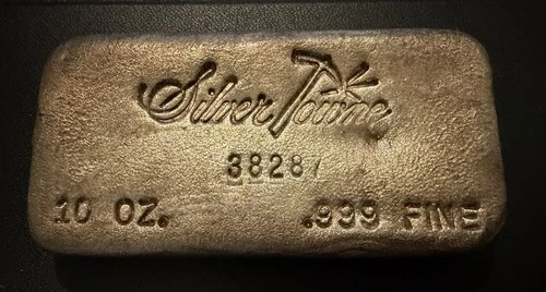 Vintage SilverTowne 10 Troy Ounce .999 Fine Silver Poured Bar
