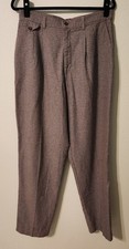 Vintage Lee Casuals Gray Plaid Houndstooth Wrinkle Free Pleated Pant Sz 16 Long