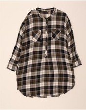 MARKS & SPENCER Womens Oversized Pullover Shirt Dress UK 18 XL Green Check DE06