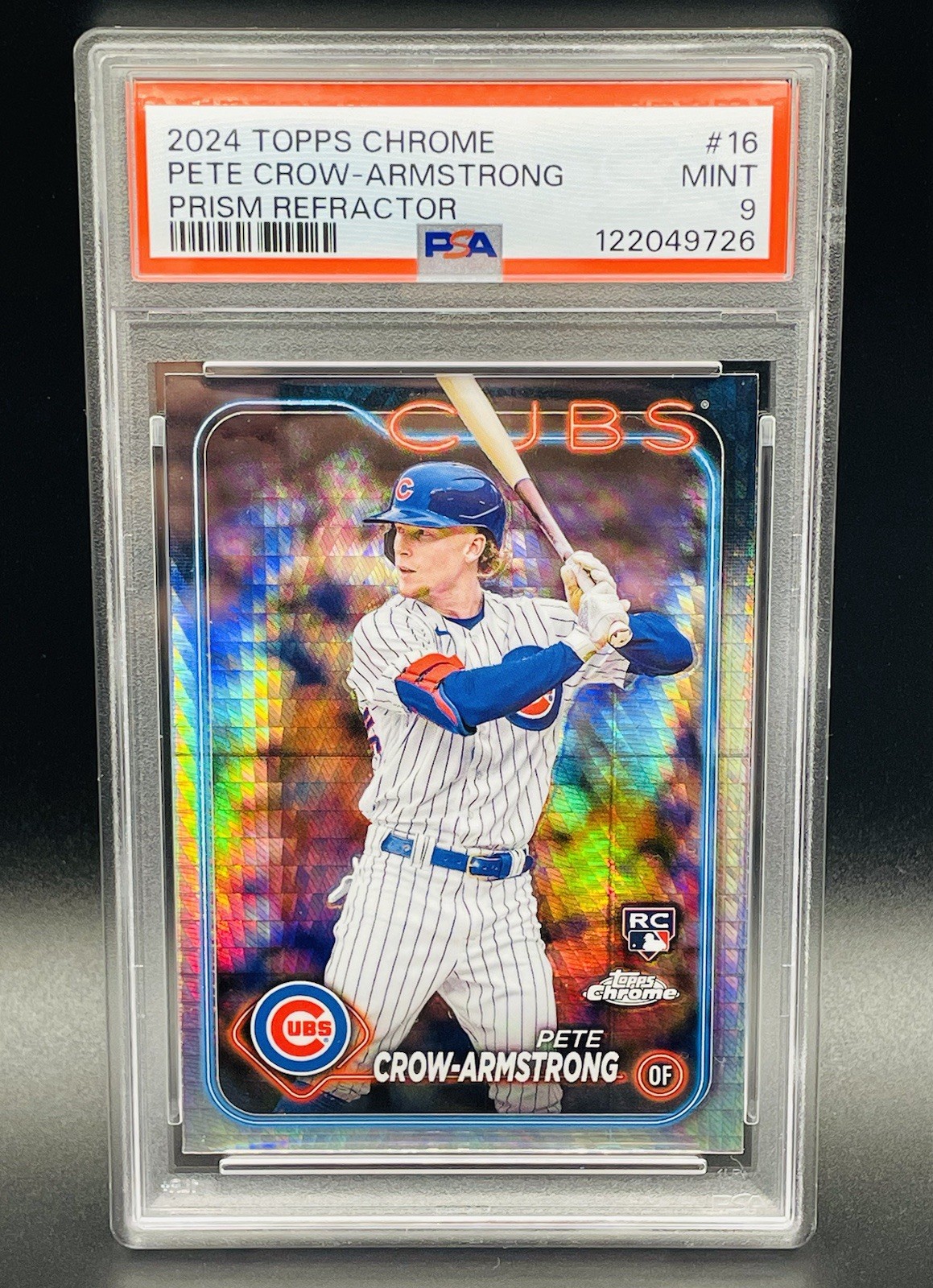Pete Crow-Armstrong Rookie 2024 Topps Chrome Prism Refractor #16 PSA 9 RC Cubs