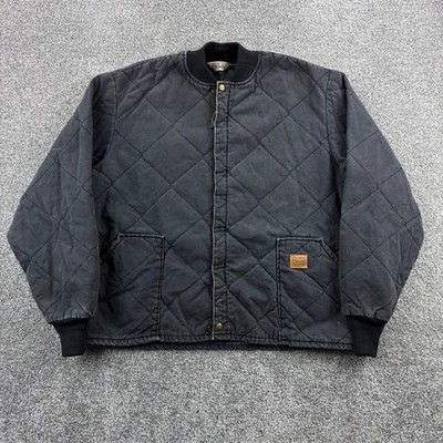 Vintage Walls Quilted Work Jacket Mens 2XL Black Canvas Bomber Workwear