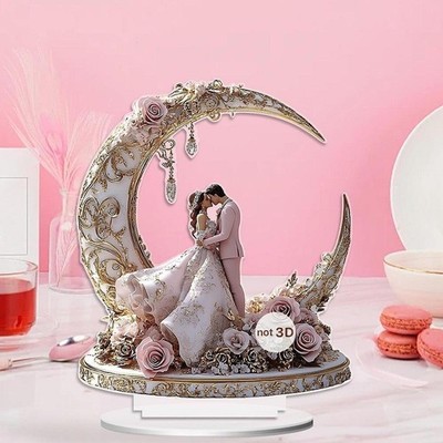 2d Flat Mond Brein verheiratet Acrylschild Hochzeitsgeschenk für