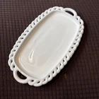 Indiana Glass White Milk Glass Tray with Open Handle Edges Trinkets Butter Dish