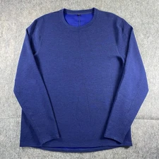 Lululemon Waffle Knit Long Sleeve Shirt Men XL 23x30 Blue Thermal Gym Base Layer