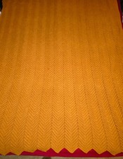 Vintage Handmade Crochet Chevron Afghan Burnt Orange Throw Blanket 88 X 60