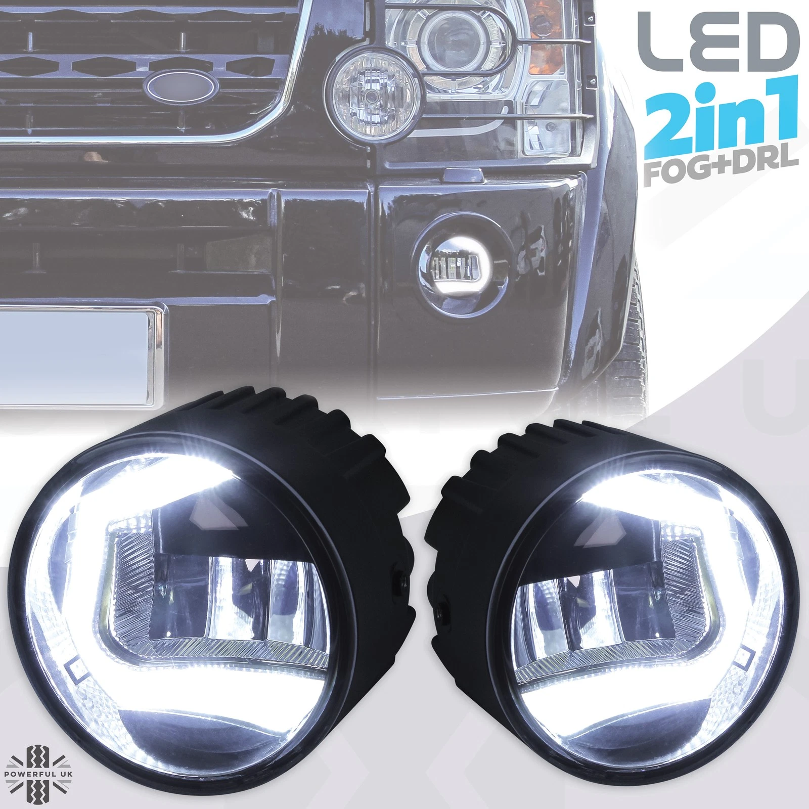 LED DRL Fog Lamps light for Discovery 3 LR3 front bumper 2in1 kit front spot