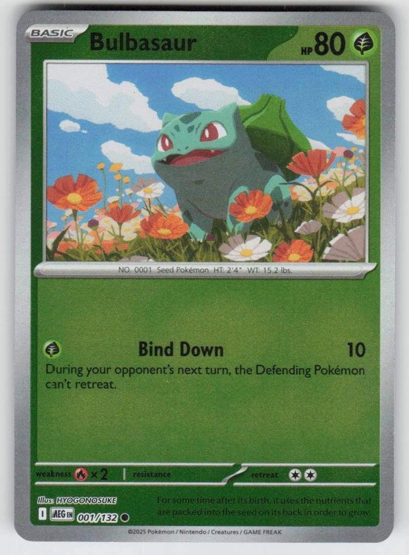 Bulbasaur 001/132 Common Mega Evolution Pokemon Reverse Holo Near Mint