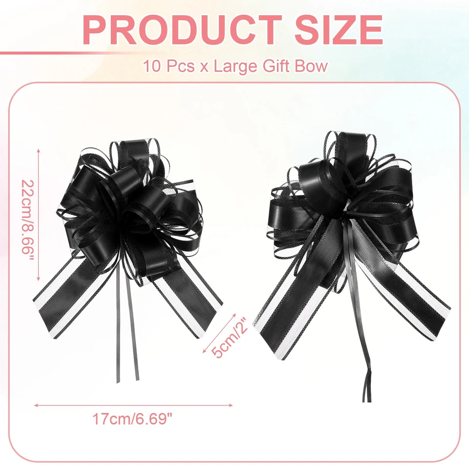 Large Gift Bow 8x6 Inch, 10 Pack  Pull Bows for Gift Wrapping, Black - Image 2 of 4