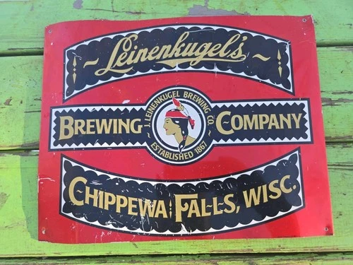 Vintage Tin Leinenkugel's Beer Promo. Advertising Sign 15 1/4"×12" FREE SHIPPING