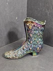 Vintage Fenton Iridescent Carnival Glass Boot Shoe Figurine Daisy & Button