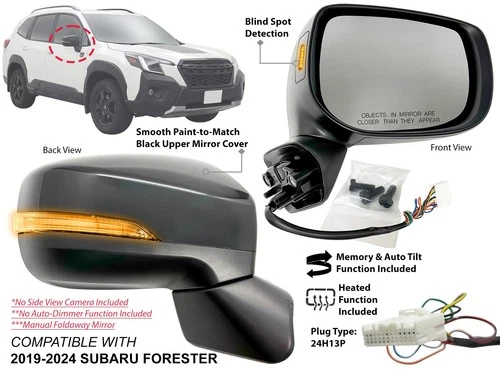 Mirror for FORESTER 2019-2024 with Signal BSD Auto-Tilt Memory Passenger Side