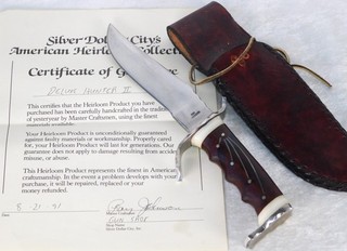 Vintage Rare Ray Johnson Deluxe Hunter II Custom Bowie Knife w Sheath 11"