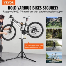 Bike Repair Stand, 66lbs Heavy-Duty Adjustable Workstand with Tool Tray, Arm