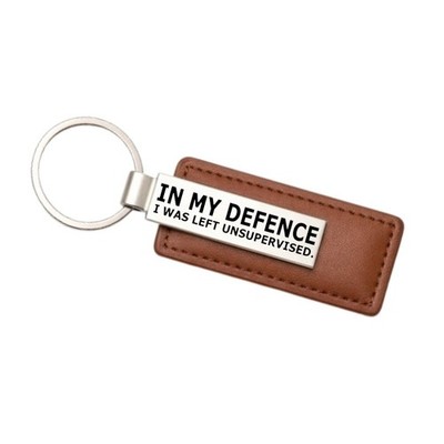 Left Unsupervised & Loving It - Quirky Brown Leather Keychain for Free Spirits