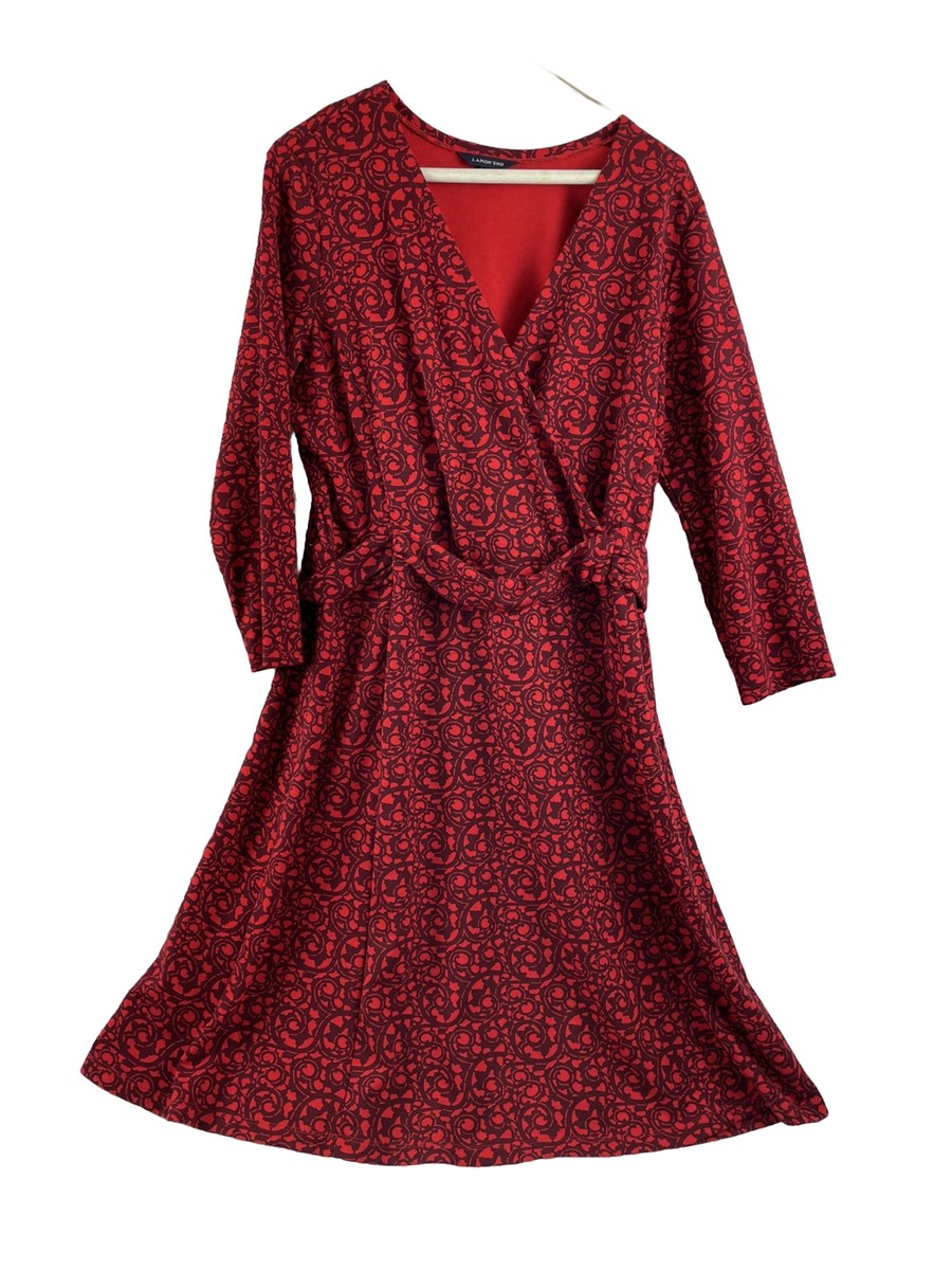 landsend fit and flare dress Lands End Women's Petite Fit and Flare Dress Coral Ruby New