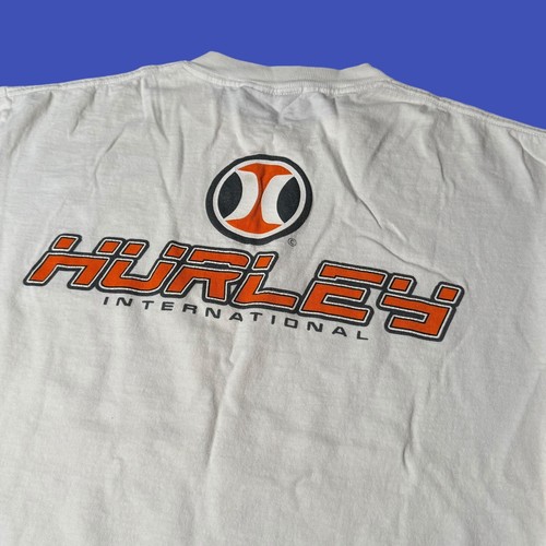 Vintage Hurley International White Long sleeve T Shirt Two Sided Logo USA Medium - Picture 2 of 14