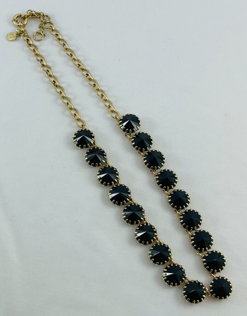 JCREW Midnight Blue Rivoli Venus Fly Trap Gold Tone Necklace View 3