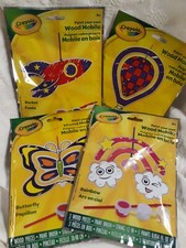 Lot of 4 Crayola Kids Paint Your Own Wood Mobile Brush & Paints painting kit