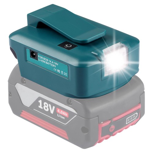 Spotlight For Bosch 14.4V 18V Li-ion Battery Dual USB Battery Adapter With LED - Picture 9 of 14