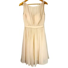 Jenny Yoo Collection Ivory Sleeveless Chiffon Bridesmaids Dress Wedding Size 10