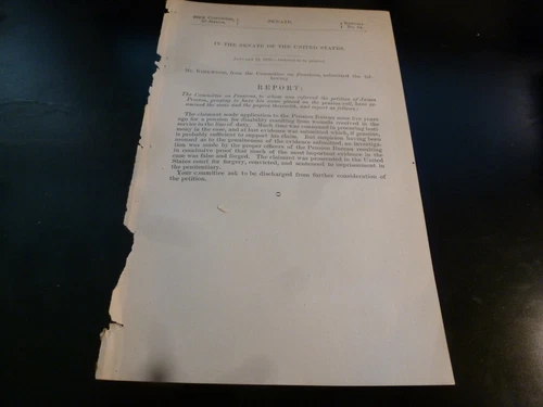 Government Report 1880 James Preston Pension Under Review Civil War