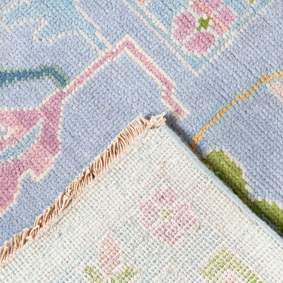 8x10 9x12 10x14 Ice Blue Oushak Hand Knotted Wool Rug Turkish Rug Custom Carpet - Image 4 of 4