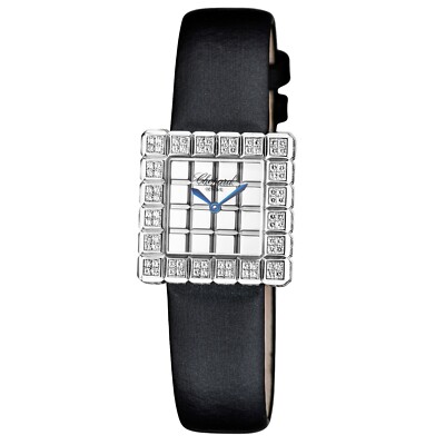 Chopard Ice Cube 18 Karat White Gold and Diamond Black Satin Band Ladies Watch