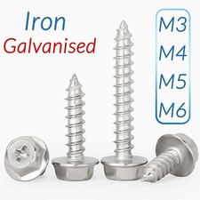 M3 M4 M5 M6 Flanged Self Tapping Screws Zinc Plated Hexagon Hex Head Tappers