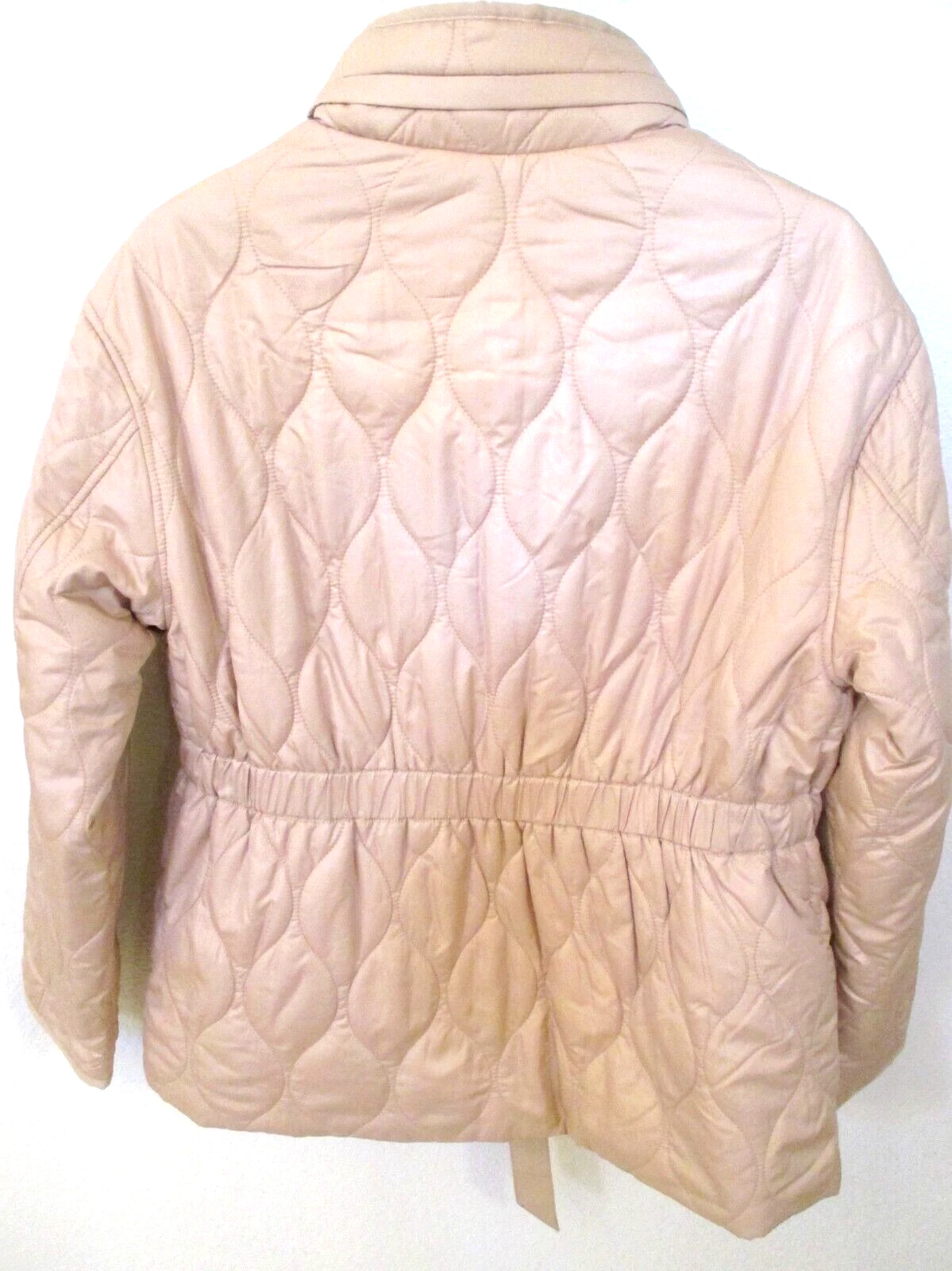 NUOVA giacca trapuntata corta con cintura Kate Spade NY con cappuccio pieghevole taglia S piccolo cachi