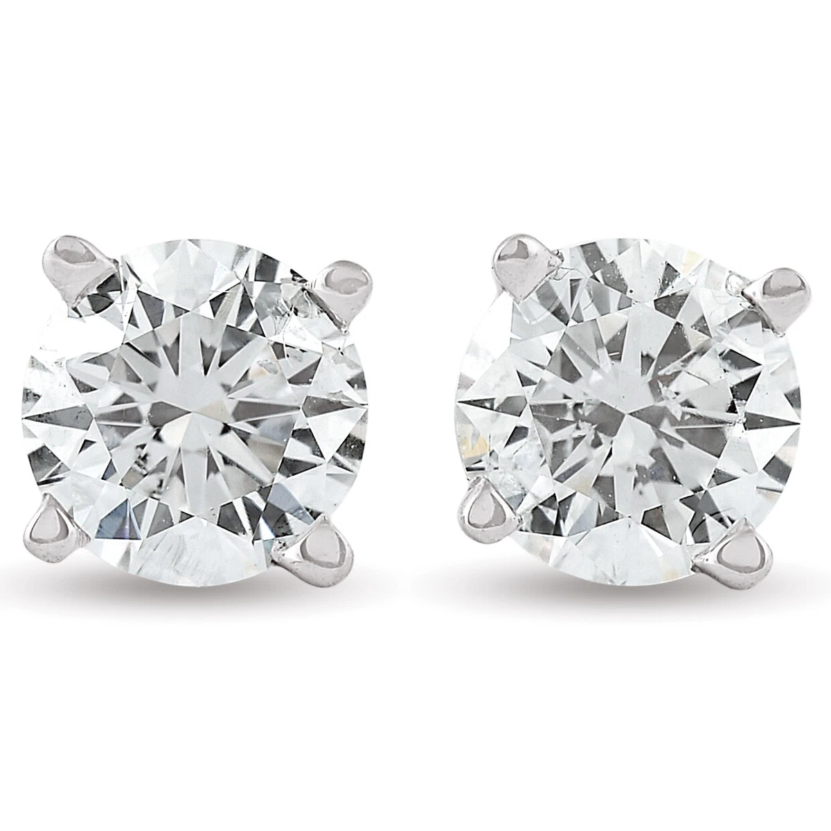 3 4ct Diamond Studs 14K White Gold eBay