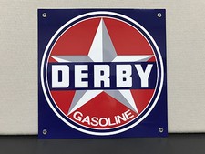 DERBY gasoline racing vintage oil advertising sign