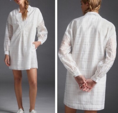 mare mare sheer tunic dress Mare Mare by Anthropologie Galena Tunic Dress Women’s Size S White Sheer  Sleeve