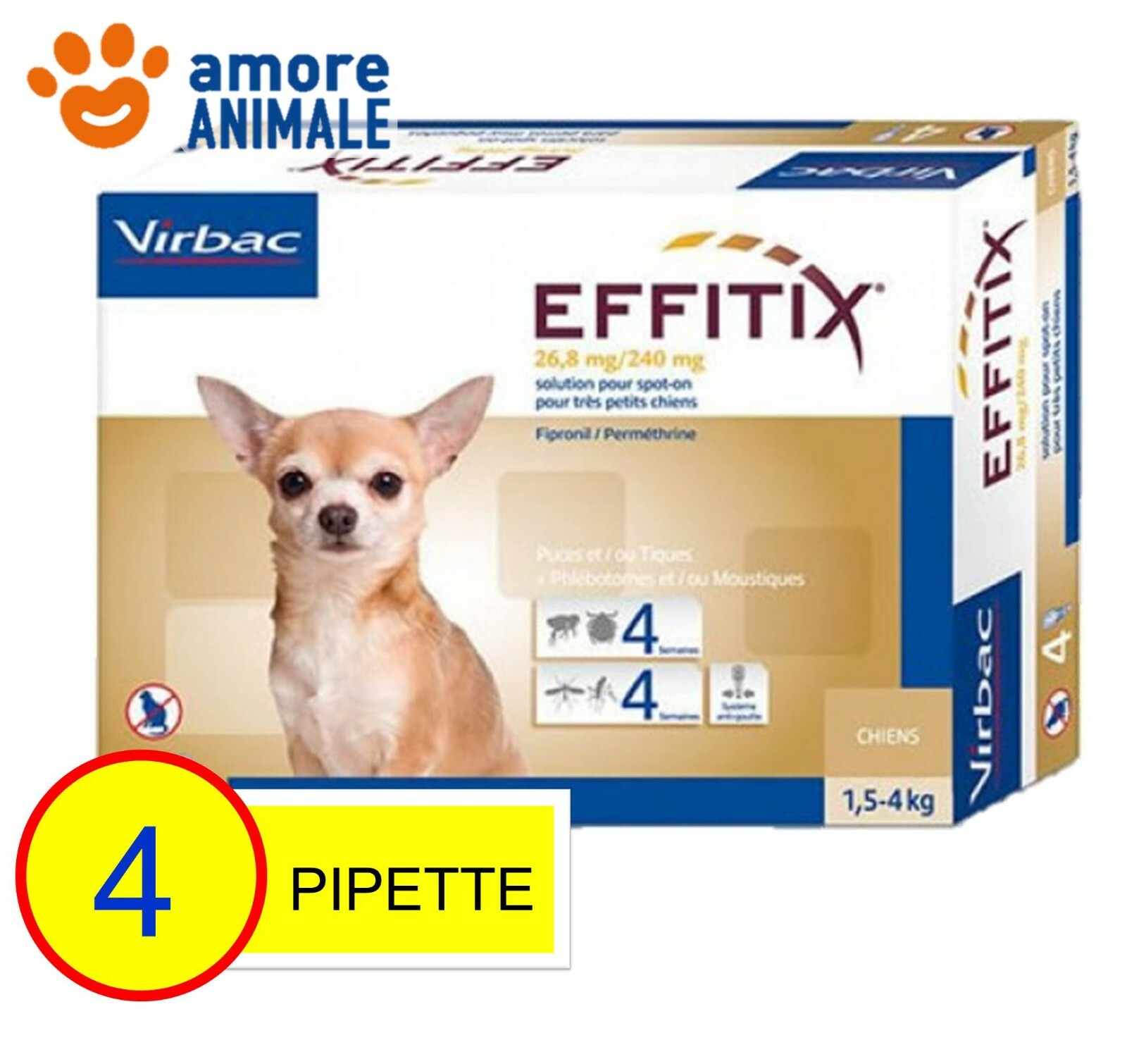 EFFITIX per cani da 1,5-4 kg - 1 / 4 / 8 / 12 pipette Antiparassitario Spot-On: 12 - pipette (+OV) img 1