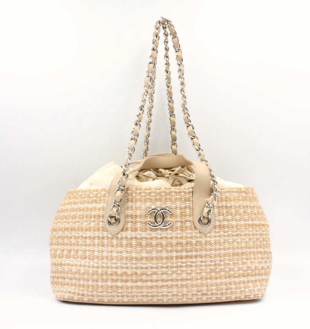 Chanel Raffia Rattan Calfskin Vanity Case Bag Rich Diamonds #16 Chanel Raffia Rattan Calfskin Vanity Case Bag Rich Diamonds