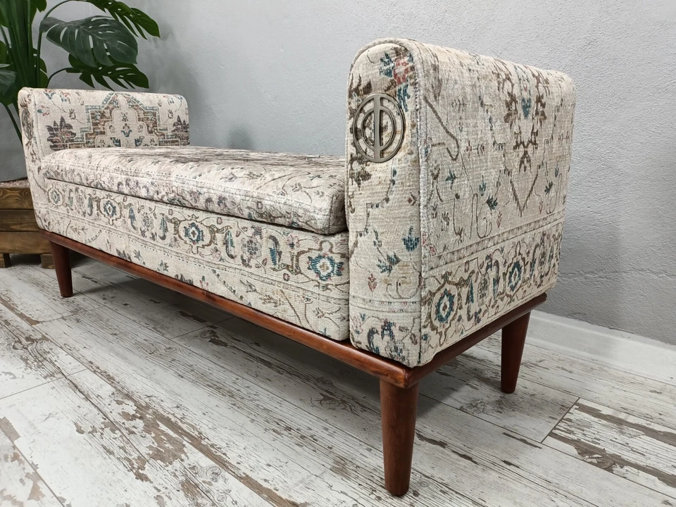 Upholstered bench, Bohemian bench, Armed storage bench, Piano bench - Image 4 of 4