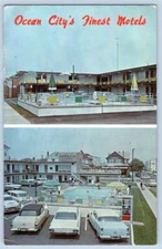 1964 OCEAN CITY NJ IMPALA & CORVETTE HOTELS CLASSIC CARS SWIMMING POOL POSTCARD
