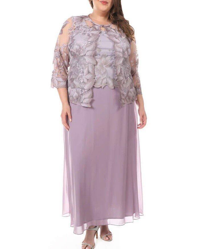 ALEX EVENINGS Plus Size 22W Embroidered Lace Gown Jacket Set NWT