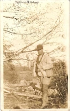 Fisherman in Waders with Fishing Pole RPPC Real Photo Postcard c1911