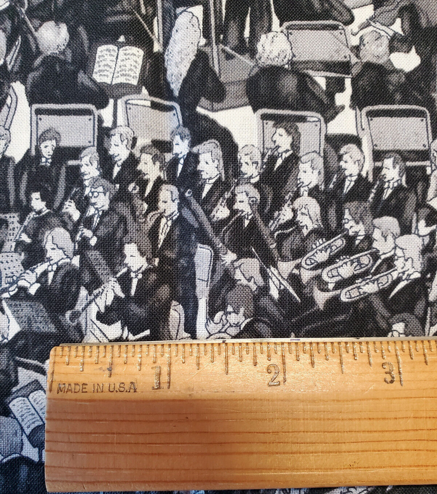 Andover Beautiful Music Orchestra Fabric Scant 1 Yard Black & White Ladyfingers eBay