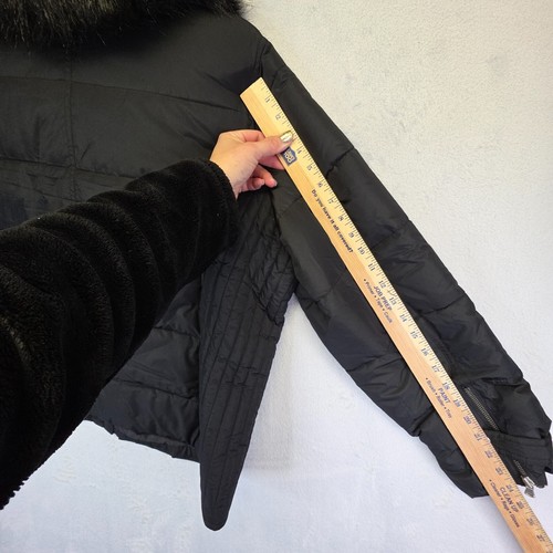Old Navy Puffer Jacket Womens 2XL Black Faux Fur Collar Quilted Y2K Coat Boho - Picture 16 of 20