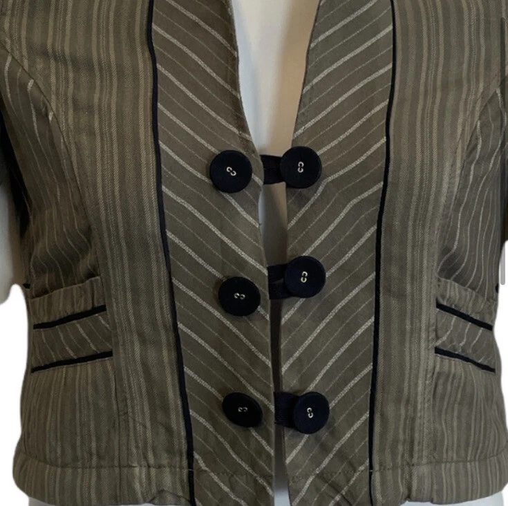 Blazer corto Urban Outfitters Kimchi azul verde oliva mezcla de lino. Talla mediana Foto 2 de 4